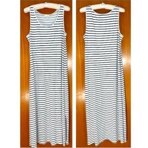 NWOT Garnet Hill Navy Striped Tank Midi Dress